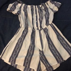 Blue and white romper